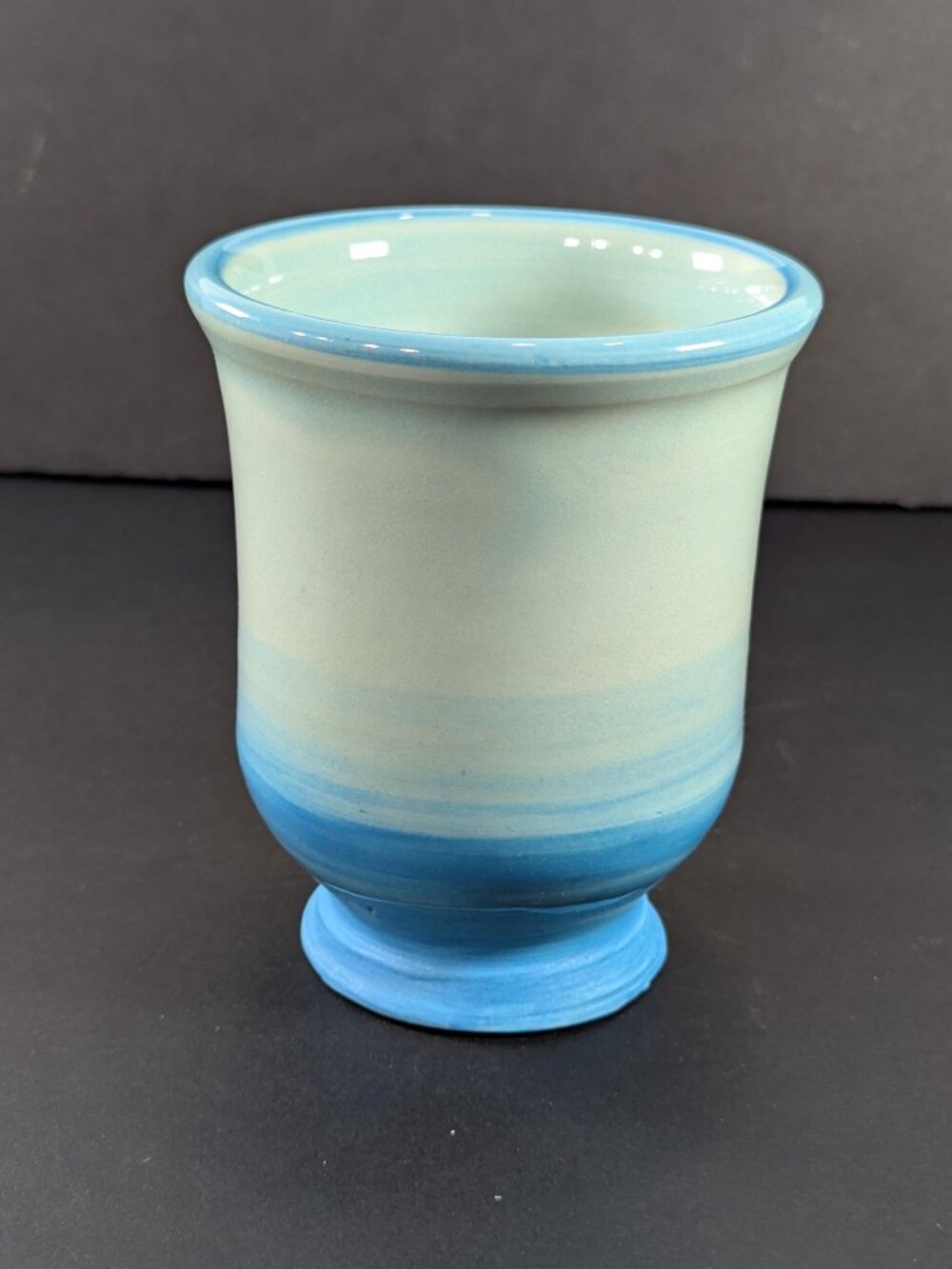 handmade ceramic blue footed cup, wine mug